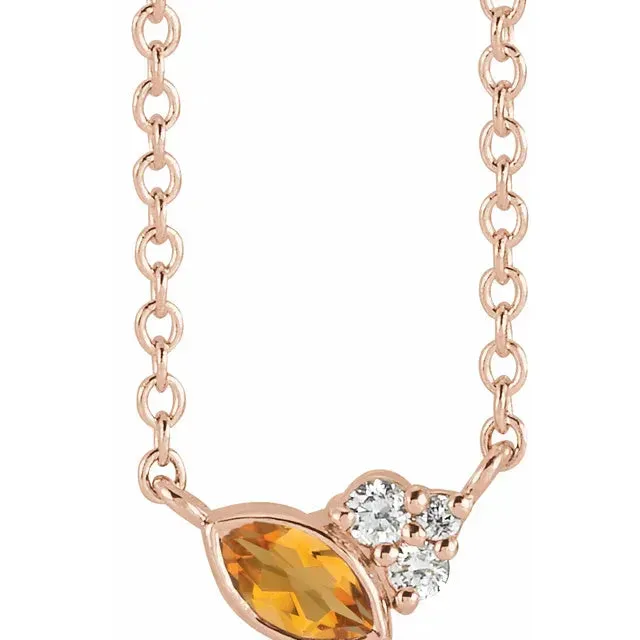 Citrine and Diamond Necklace