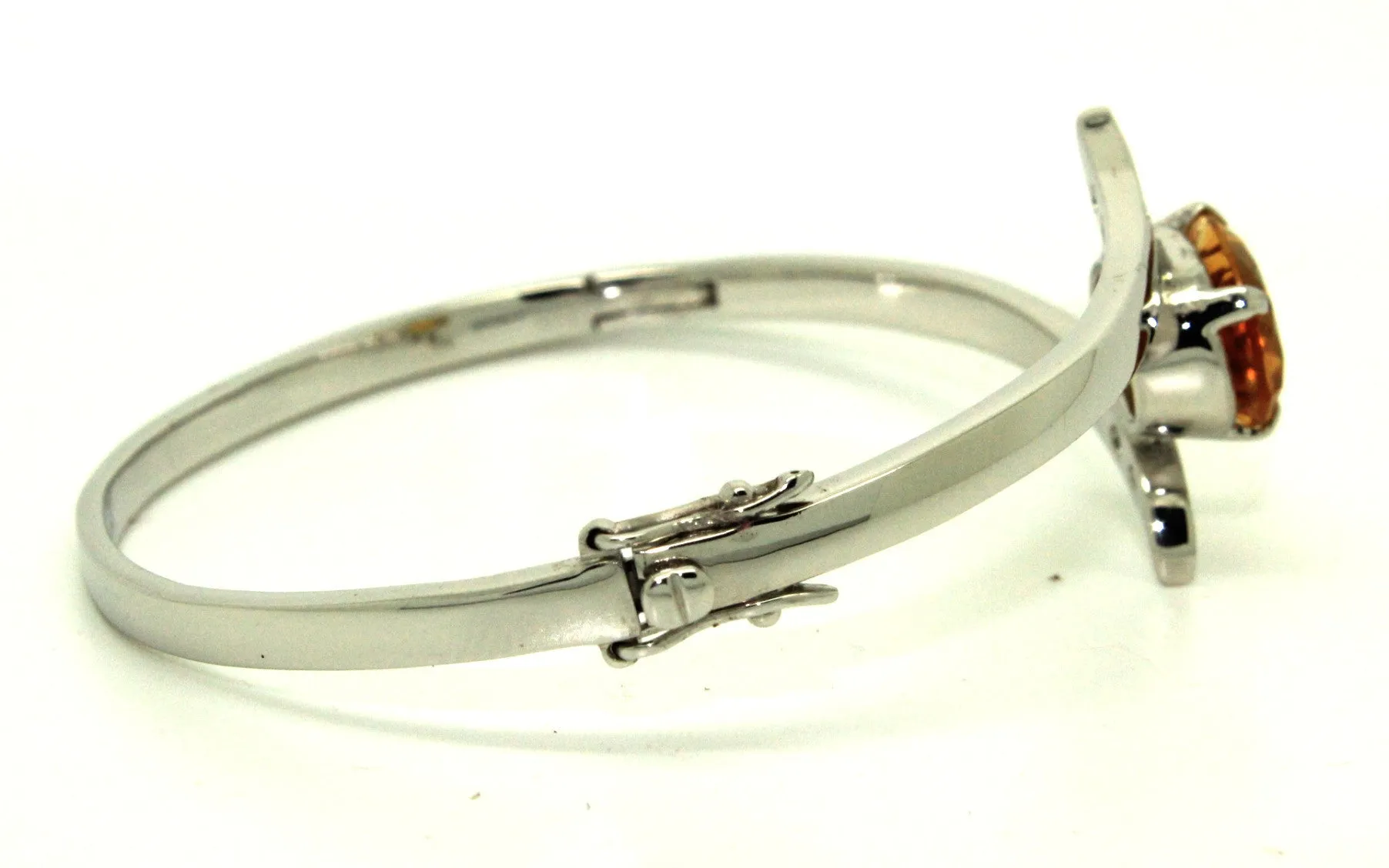 Citrine And White Sapphire Cross Silver Bangle