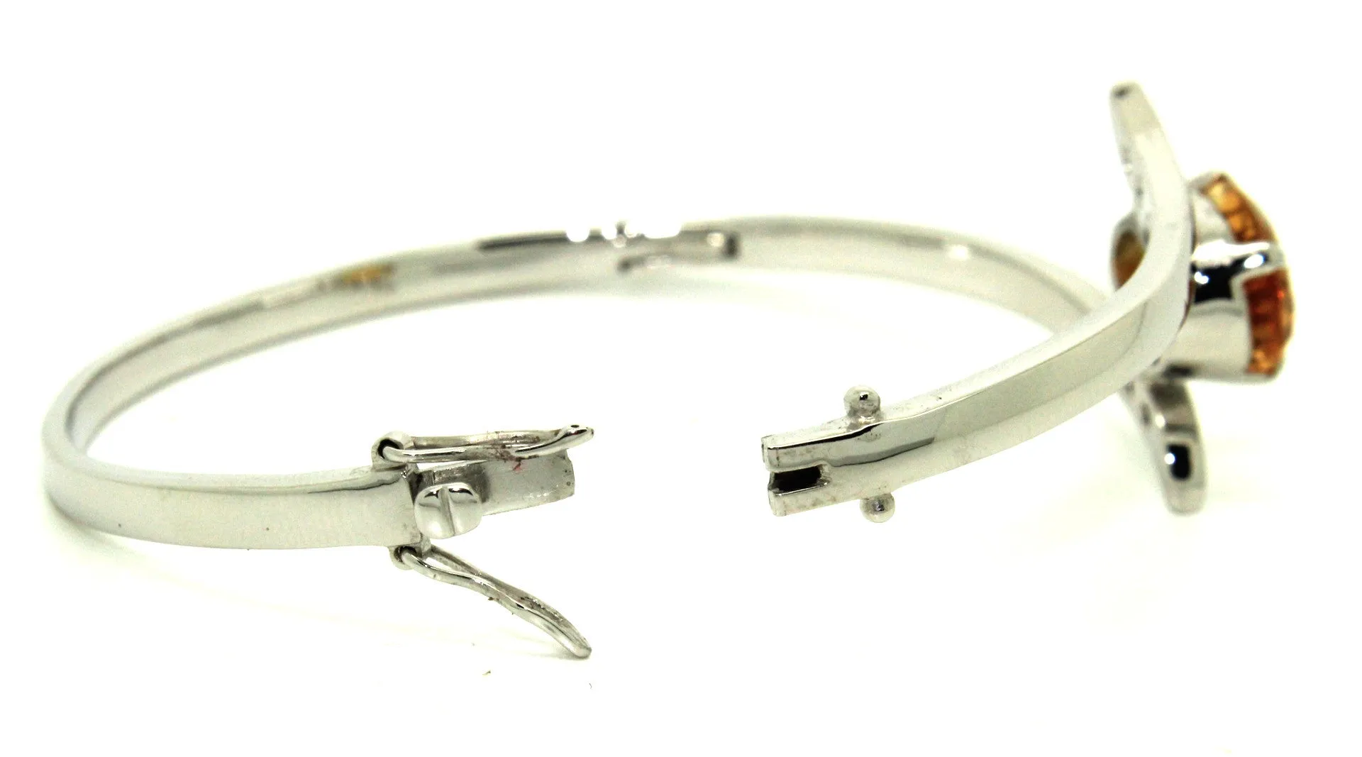 Citrine And White Sapphire Cross Silver Bangle