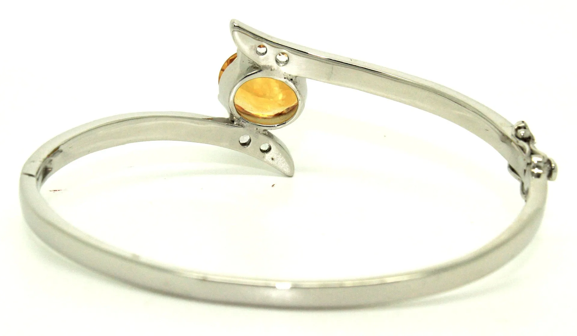 Citrine And White Sapphire Cross Silver Bangle