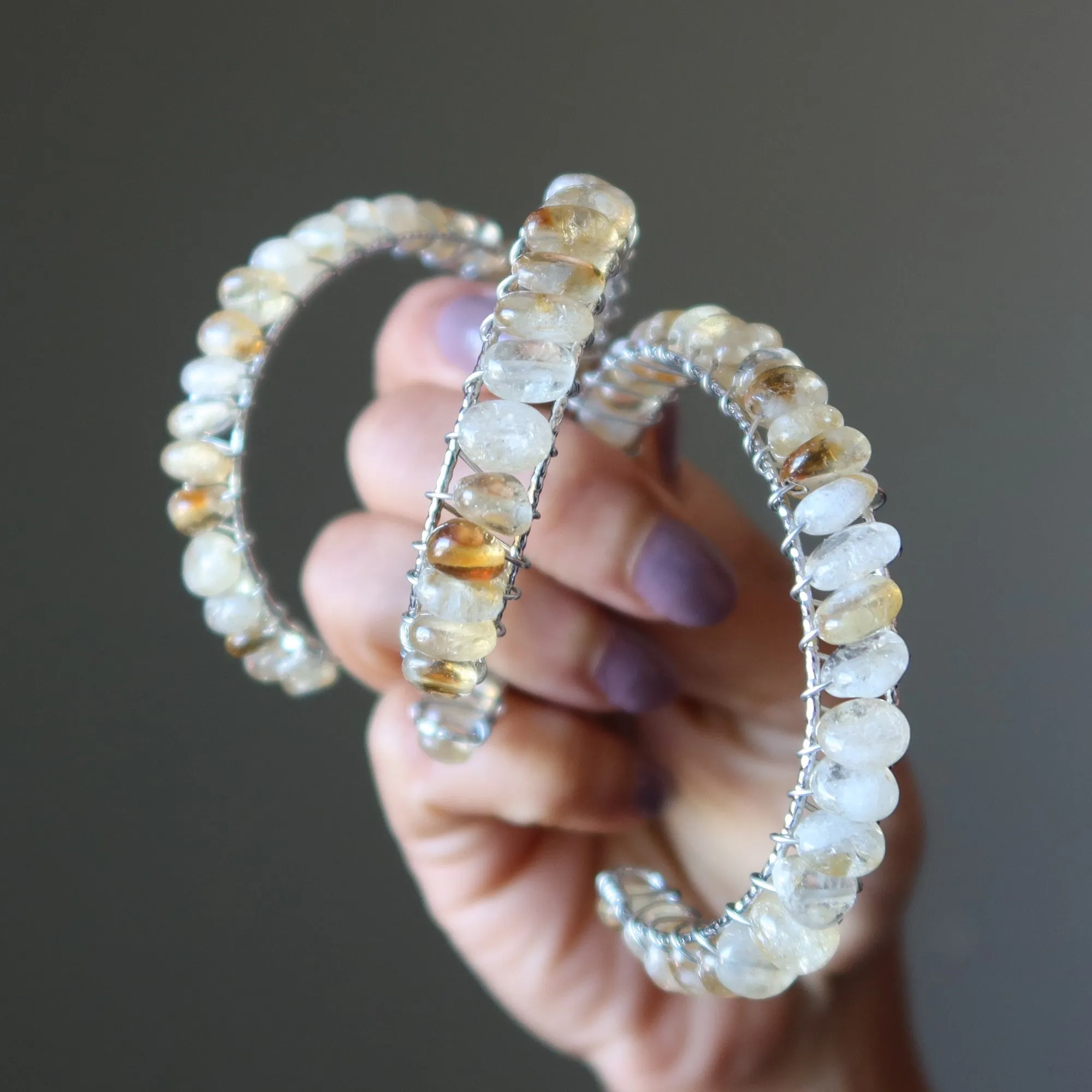 Citrine Bracelet Cuff Jingling Jewelry 18K Gold
