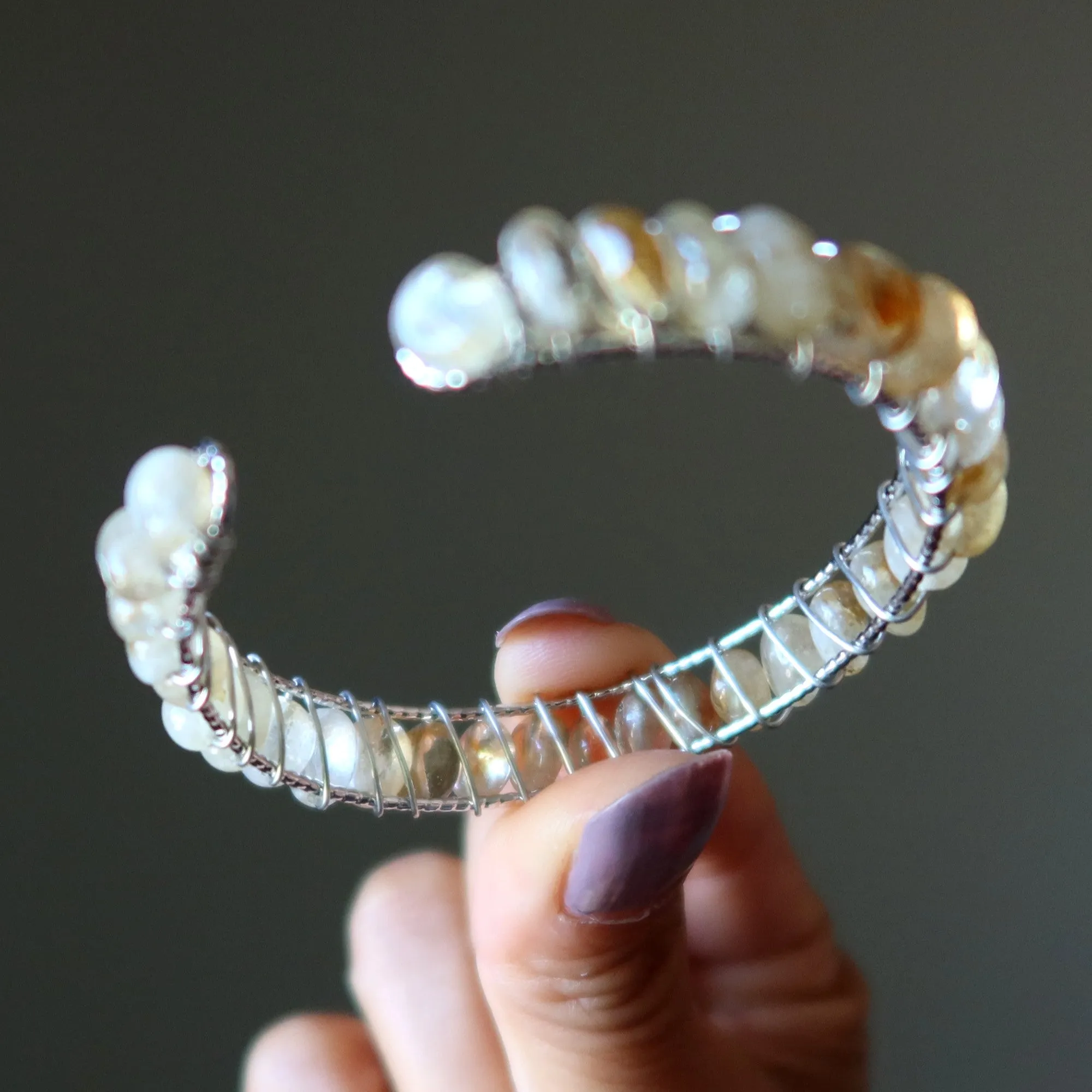 Citrine Bracelet Cuff Jingling Jewelry 18K Gold