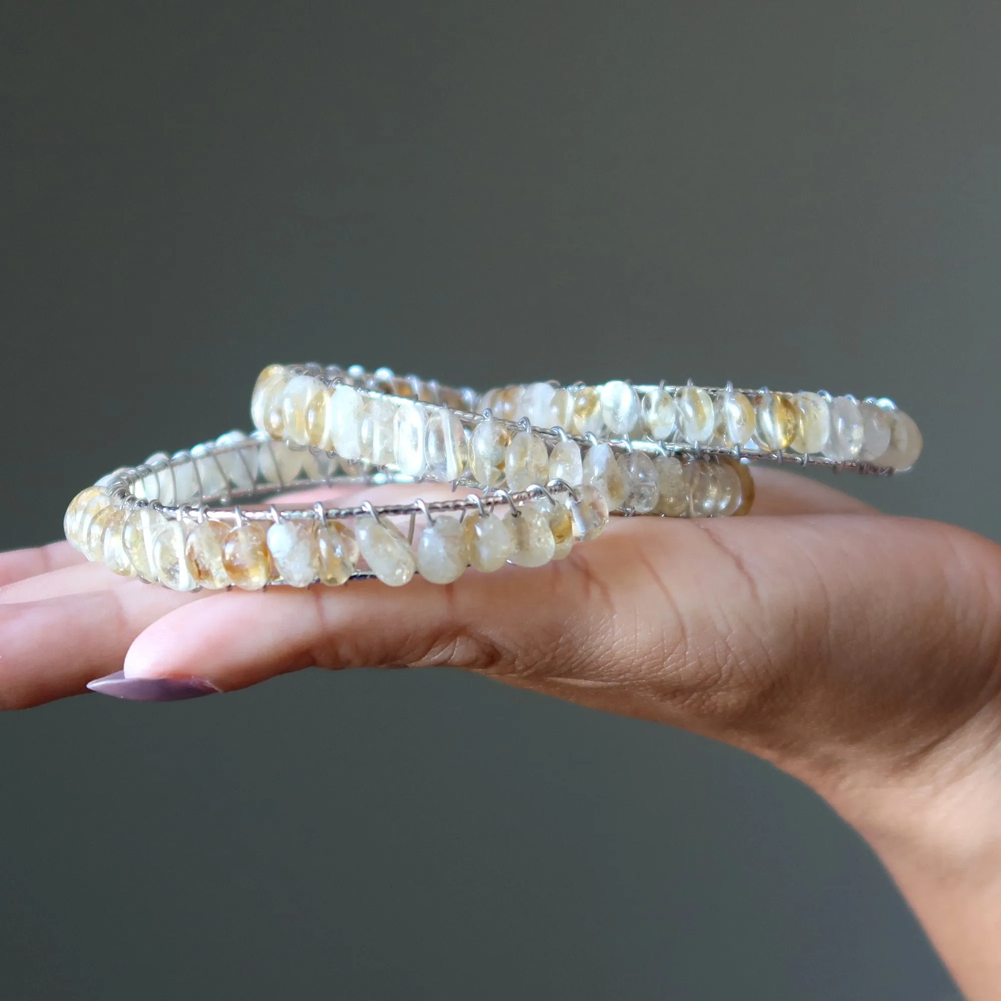 Citrine Bracelet Cuff Jingling Jewelry 18K Gold