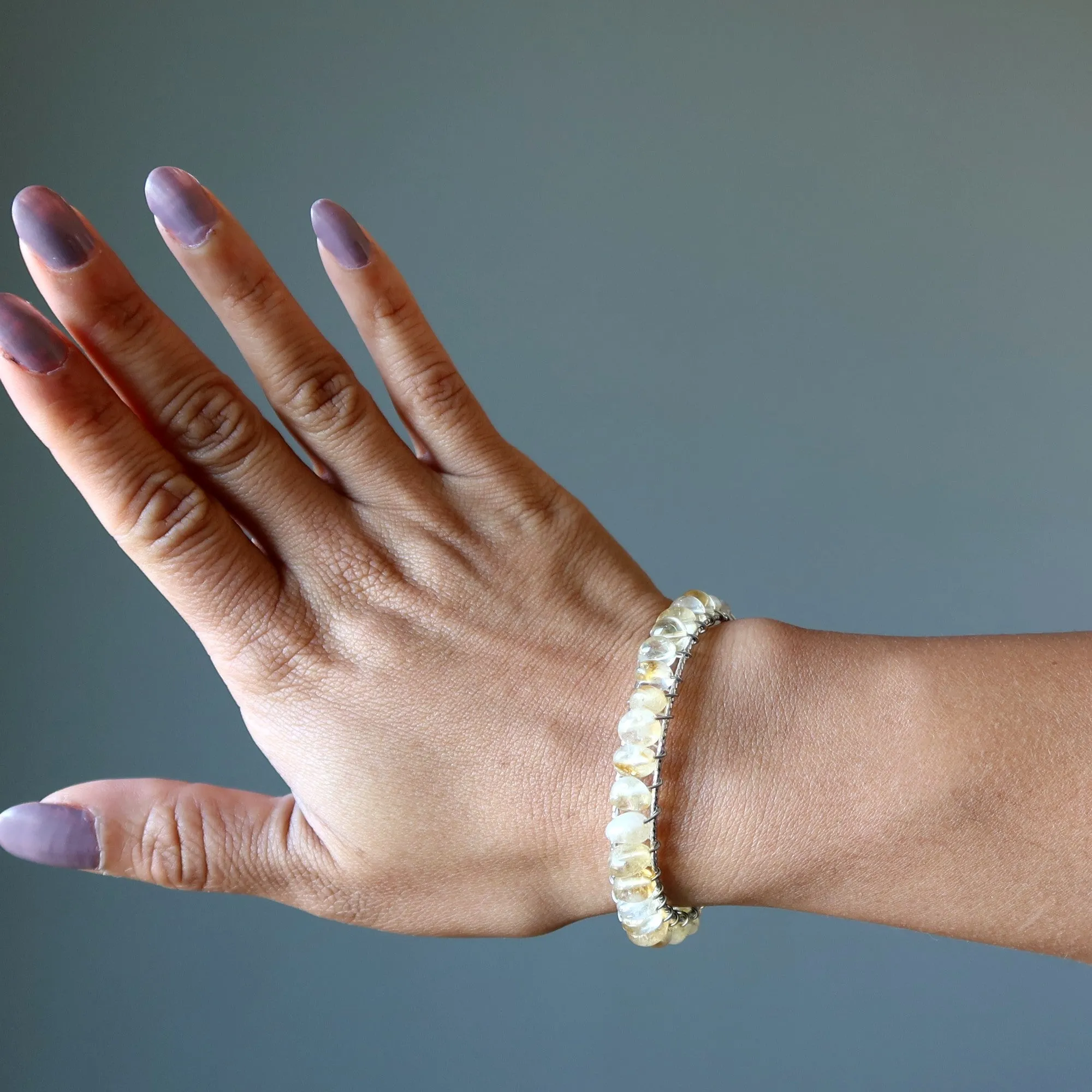 Citrine Bracelet Cuff Jingling Jewelry 18K Gold