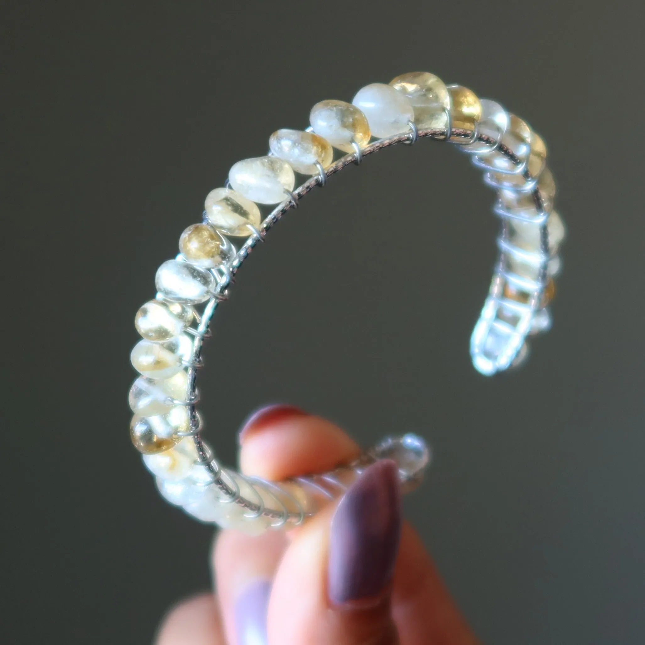 Citrine Bracelet Cuff Jingling Jewelry 18K Gold