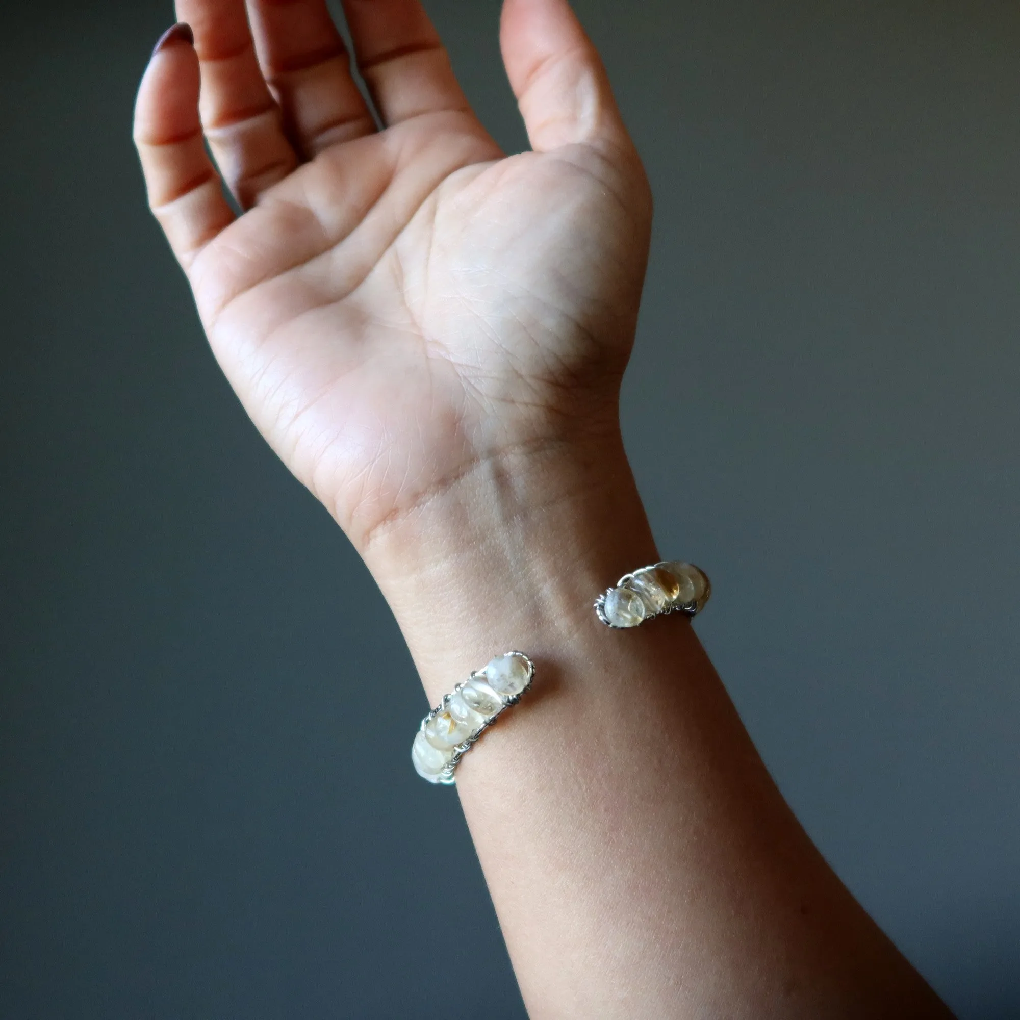 Citrine Bracelet Cuff Jingling Jewelry 18K Gold