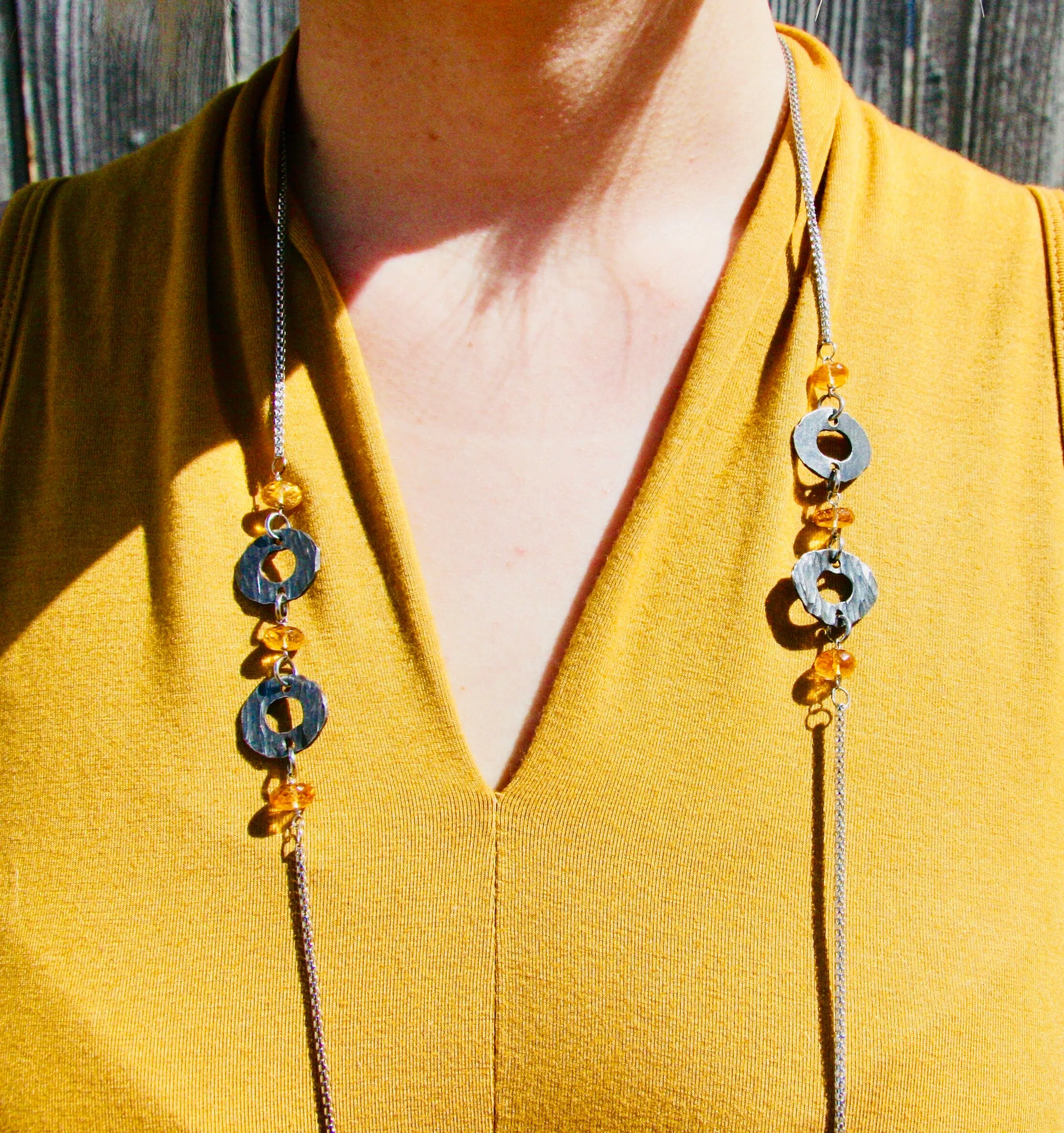 Citrine Chain Necklace with Small Washers