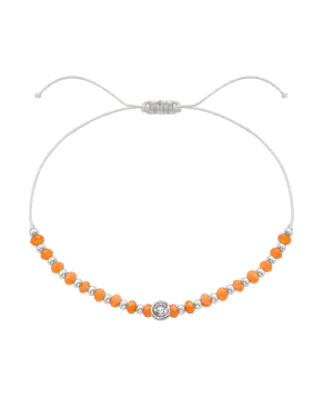 Citrine Gemstone String of Love Bracelet for Abundance - 14K White Gold