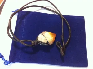 CITRINE POINT NECKLACE ON LEATHER CORD
