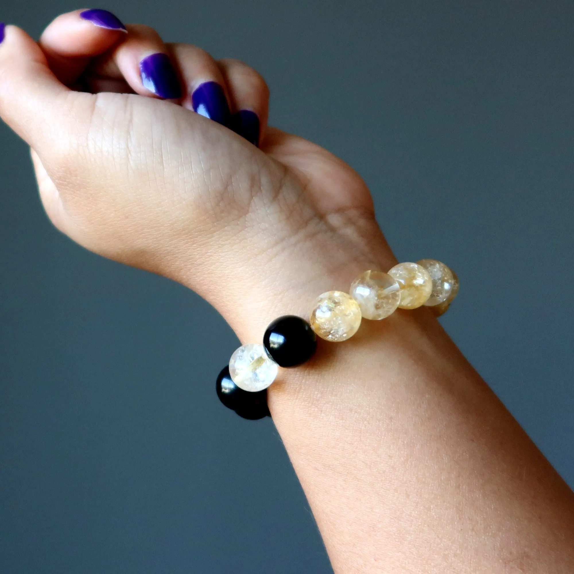 Citrine Rainbow Obsidian Bracelet Feel Secure