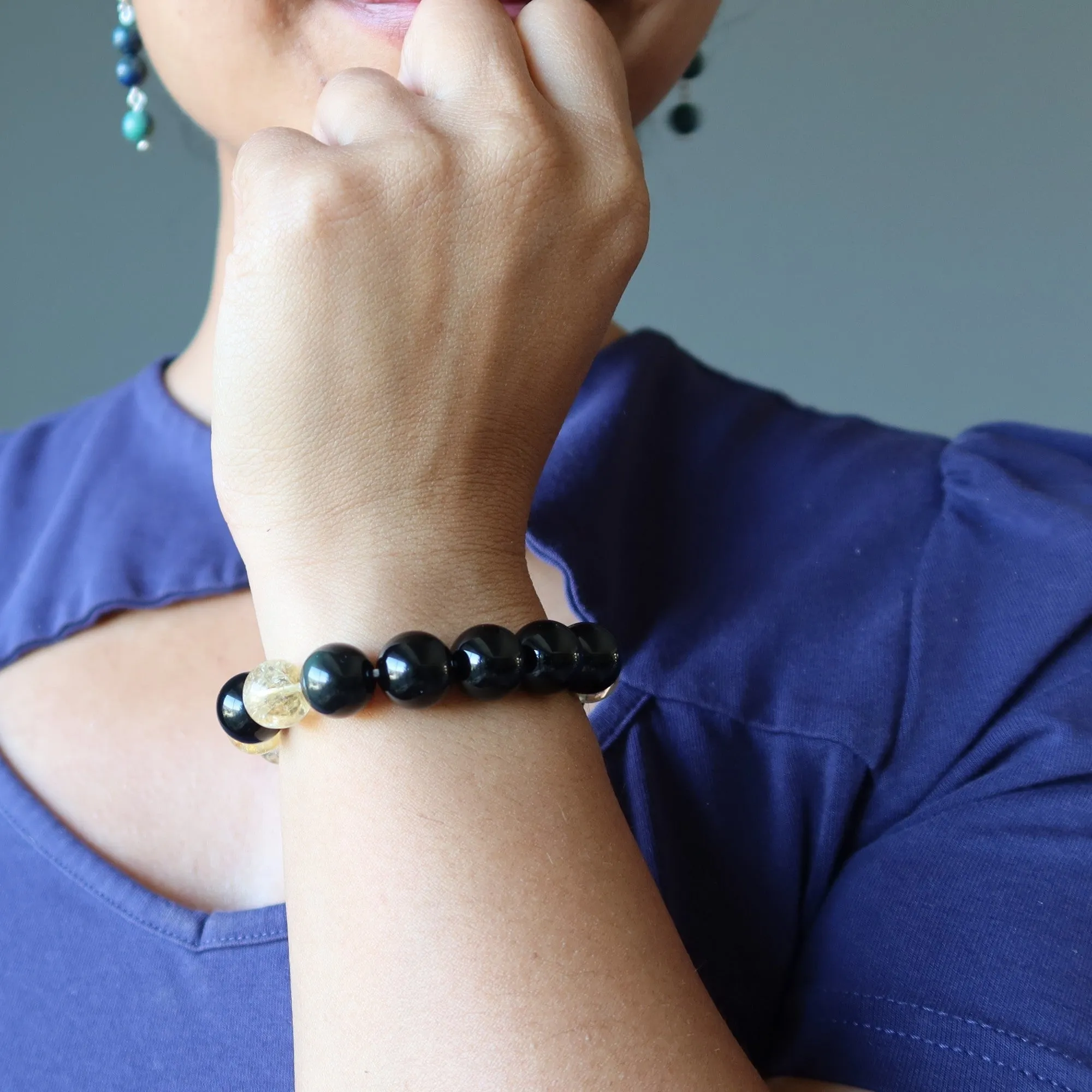 Citrine Rainbow Obsidian Bracelet Feel Secure
