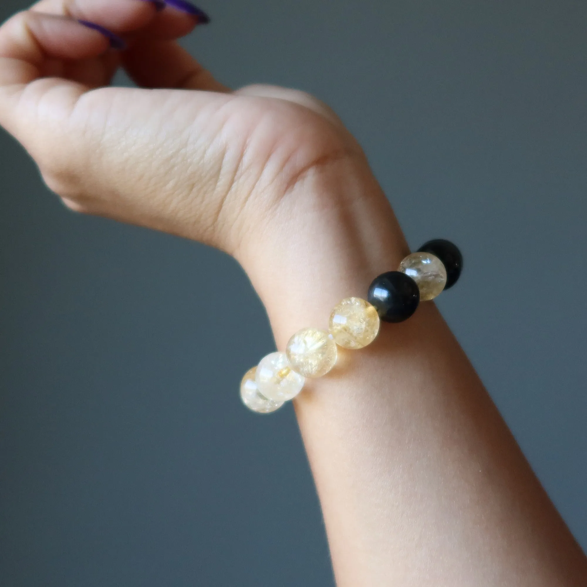 Citrine Rainbow Obsidian Bracelet Feel Secure
