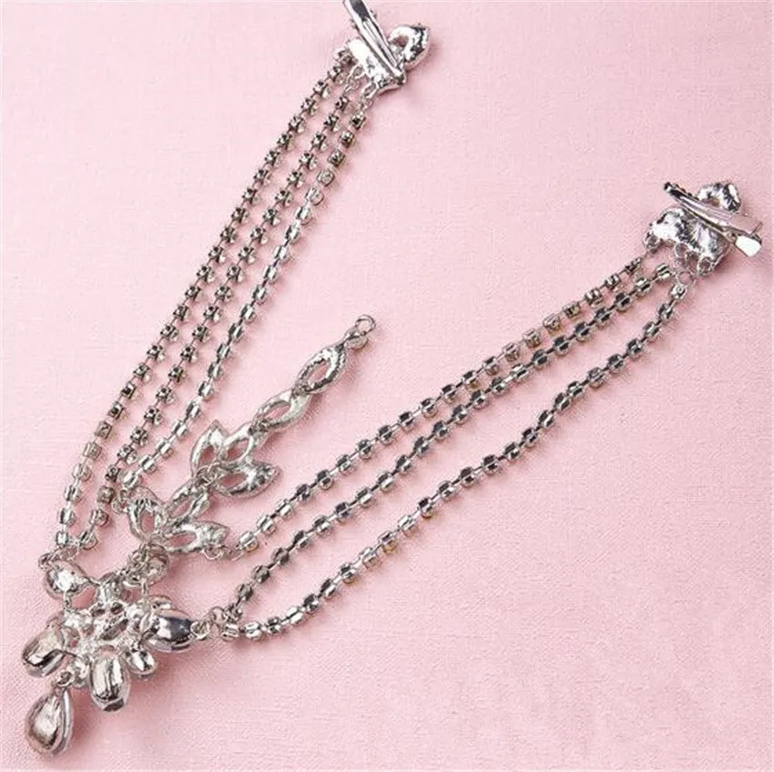 Clear Crystal Teardrop Dangle Forehead Tiara Bridal Wedding Crown