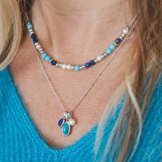 Coast Pebble Azure Gemstone Trio Pendant Necklace 90174LMGP