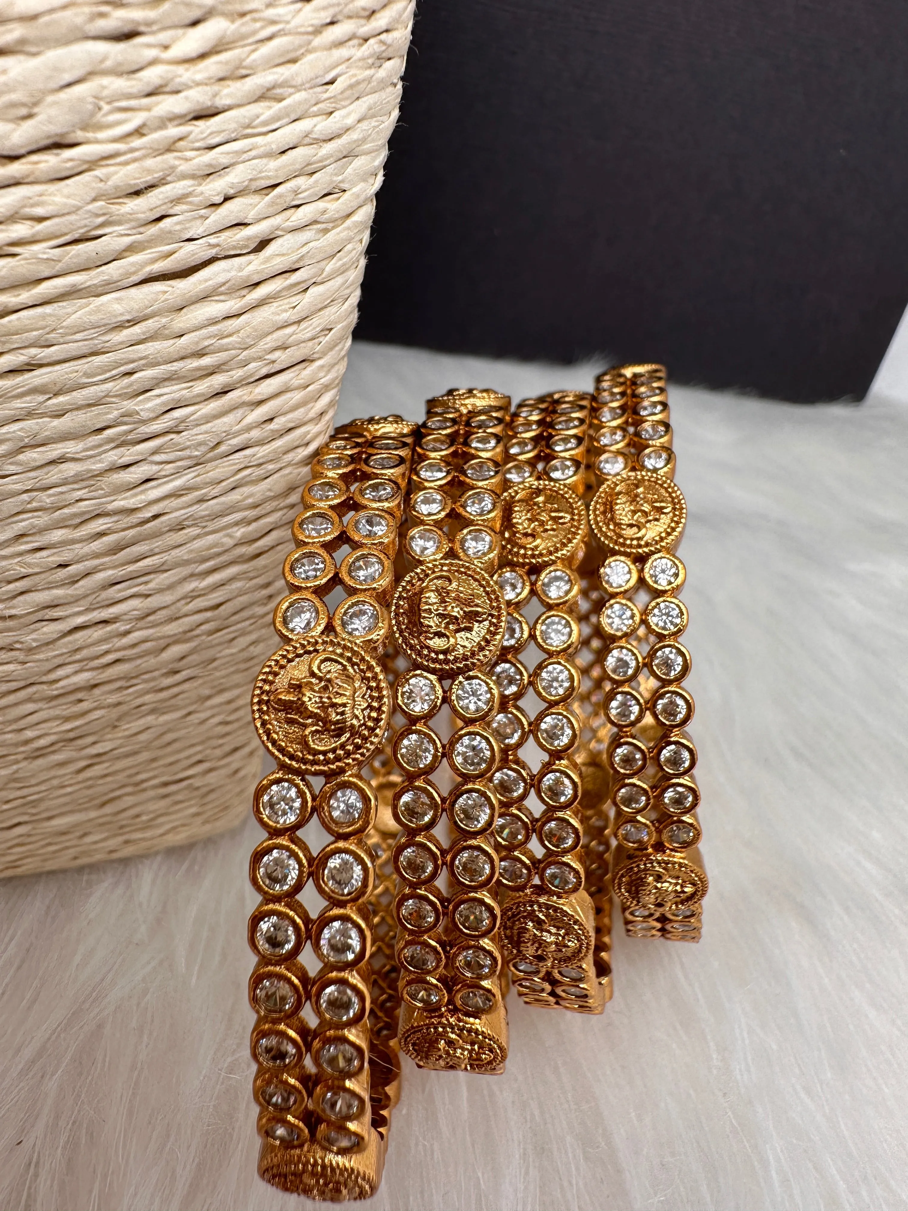 CZ Goddess Lakshmi Matte Bangles