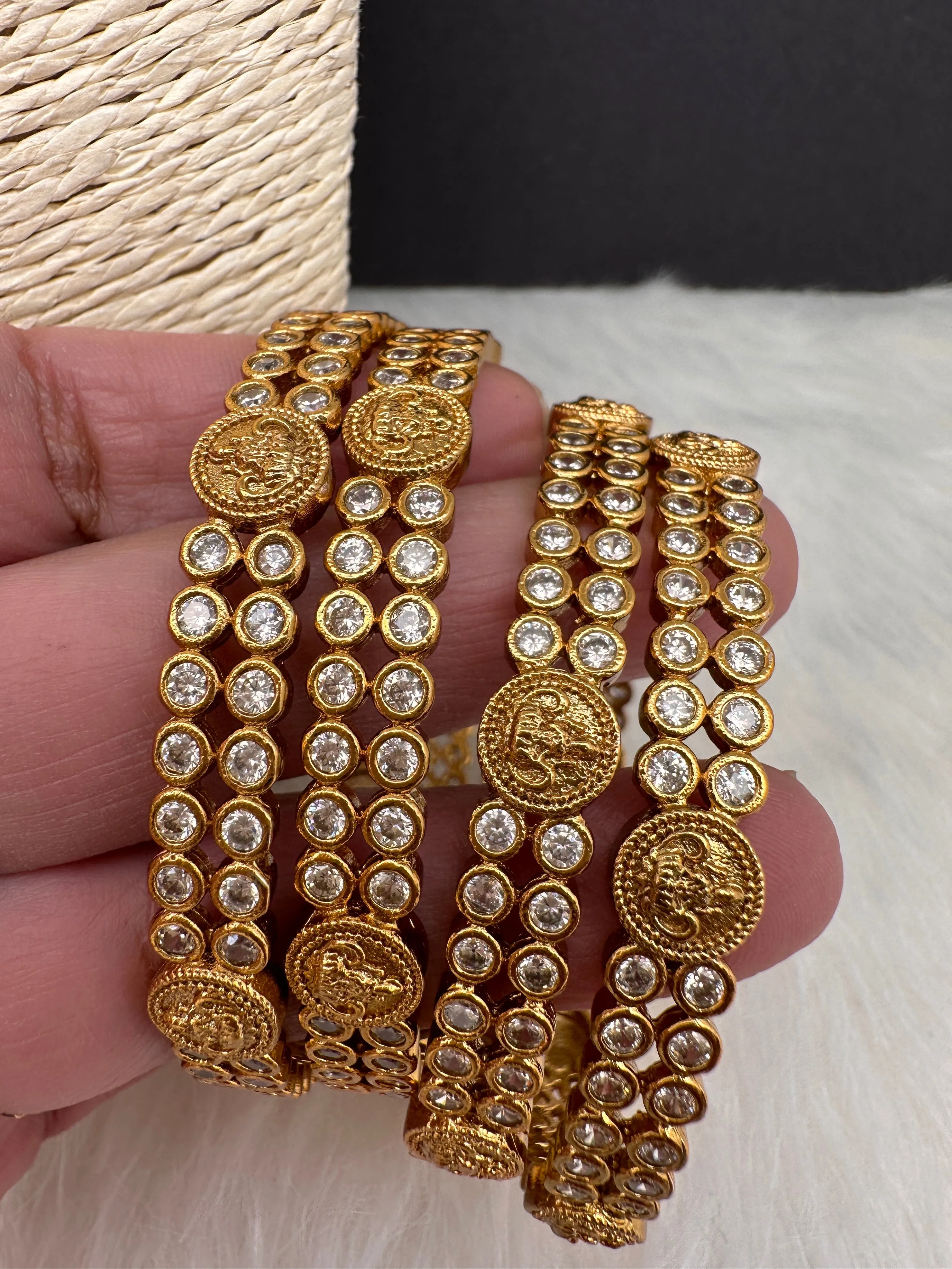 CZ Goddess Lakshmi Matte Bangles