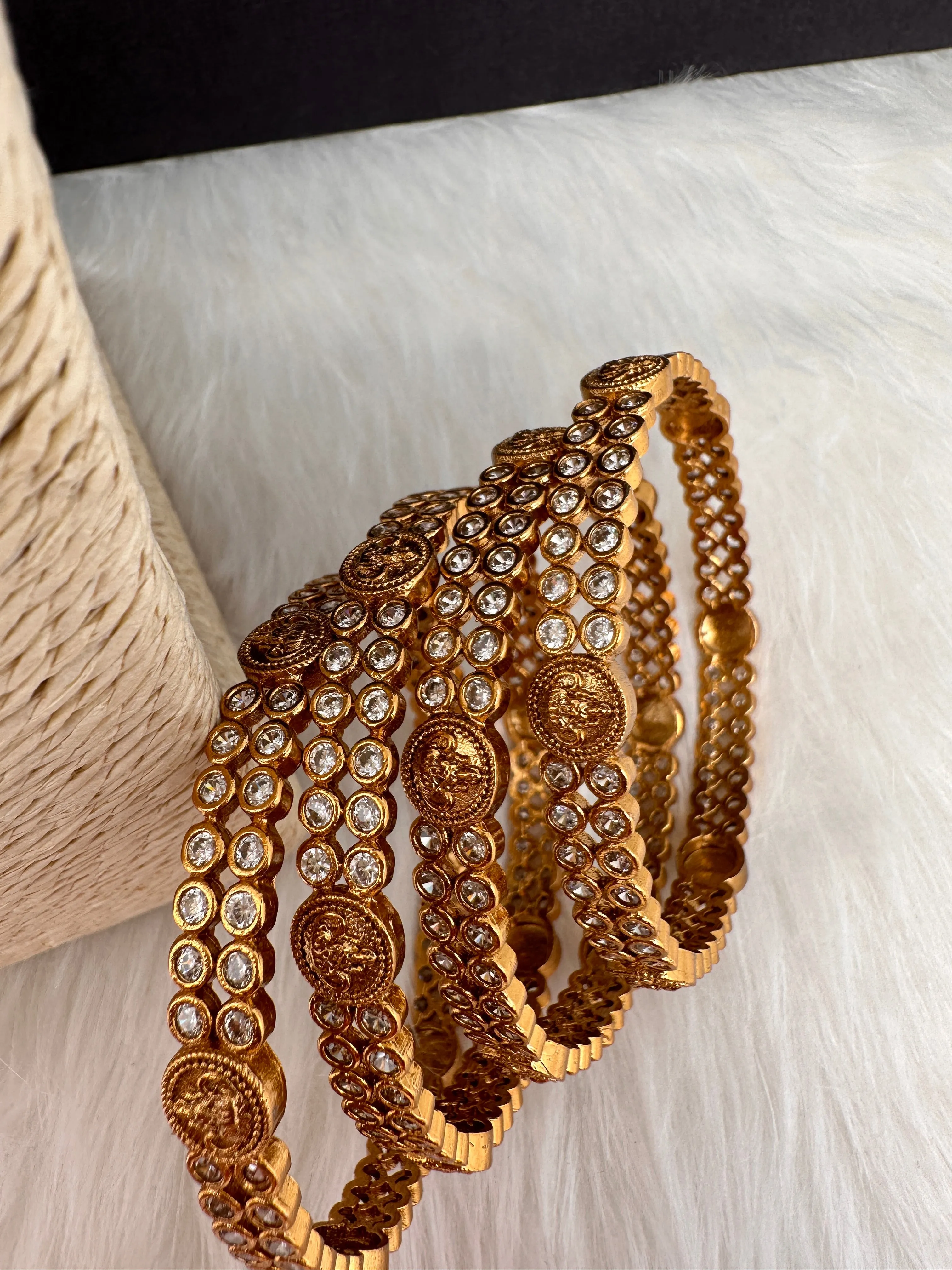 CZ Goddess Lakshmi Matte Bangles