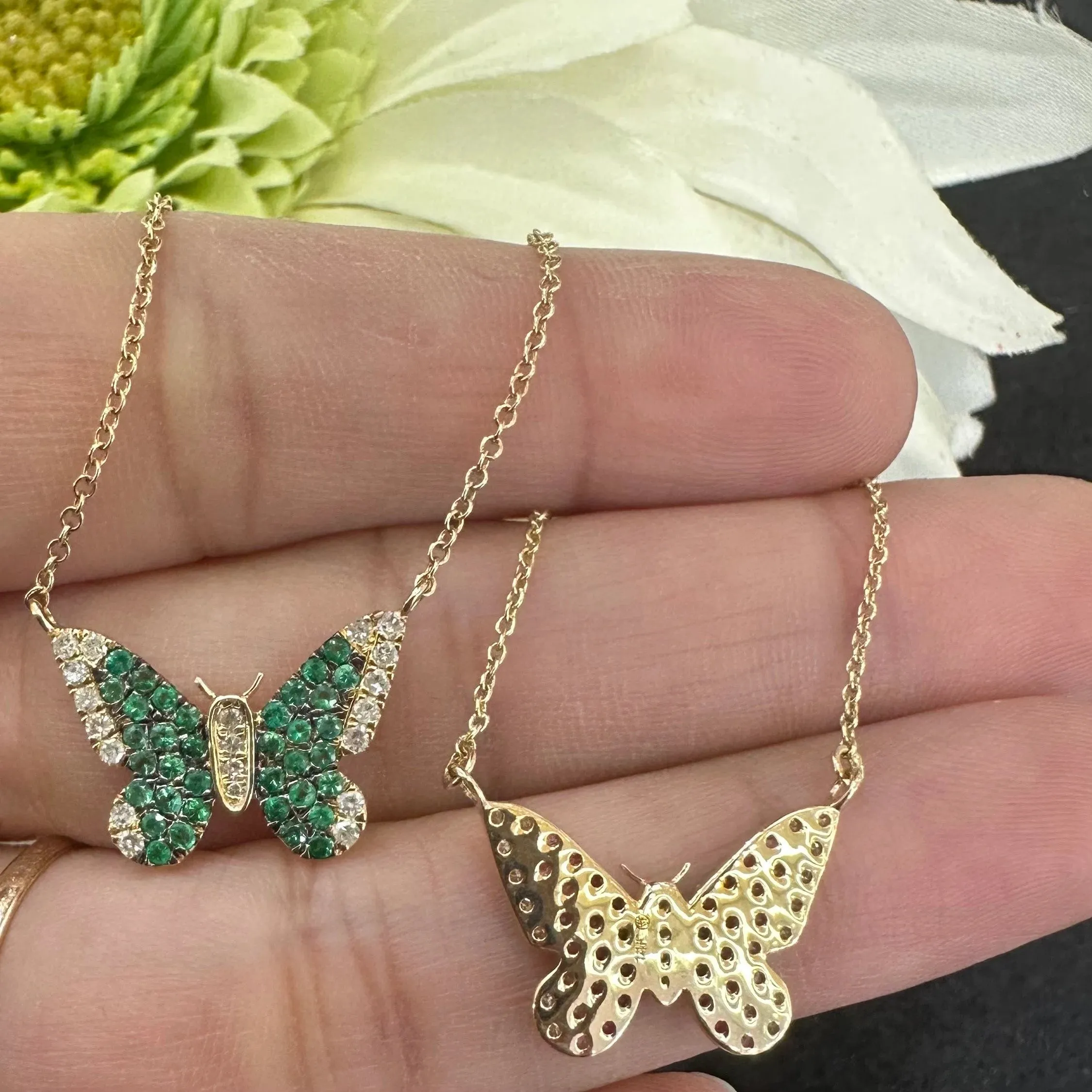 Diamond & Pink Sapphire Ruby Butterfly Necklace