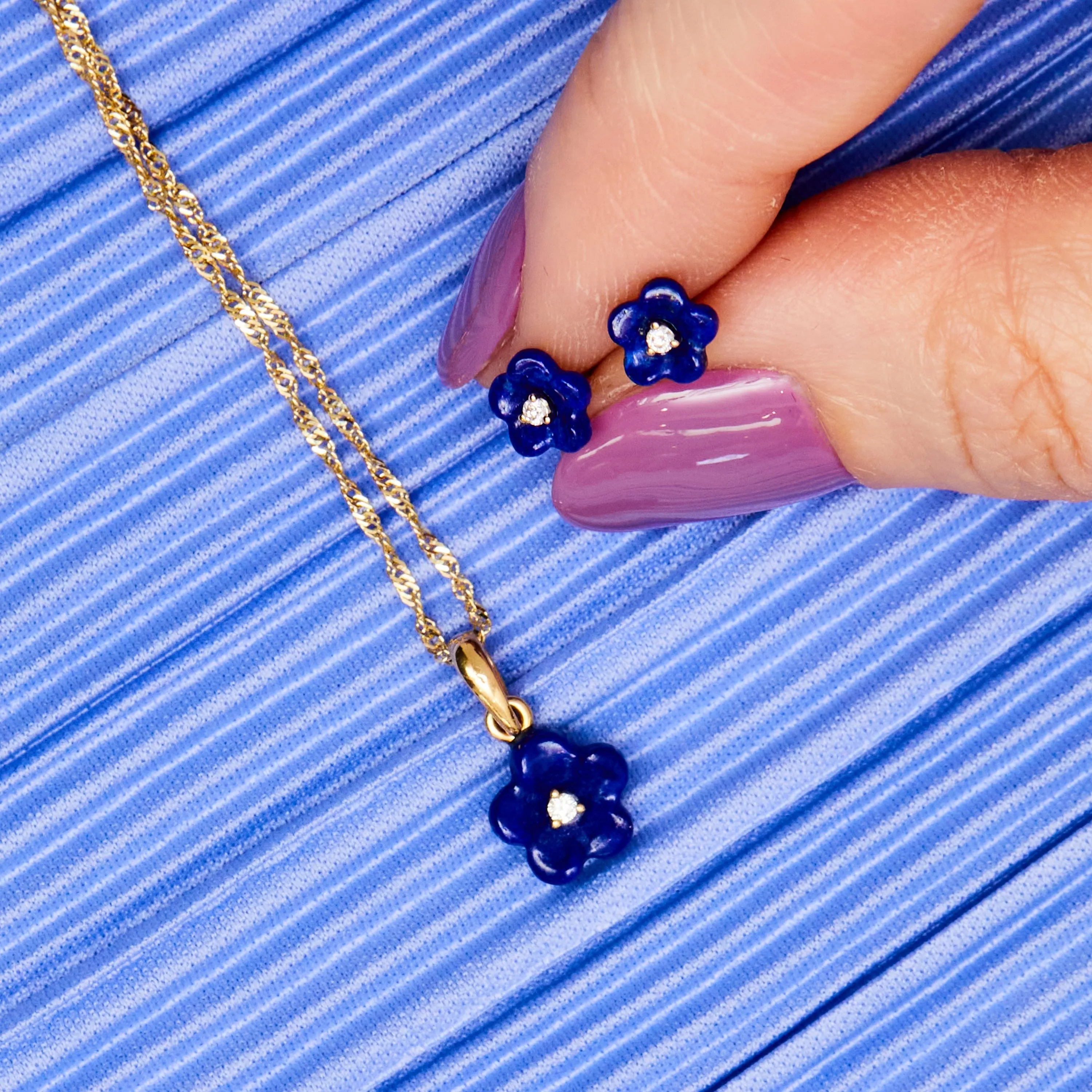 Diamond Blossom Lapis Lazuli Charm