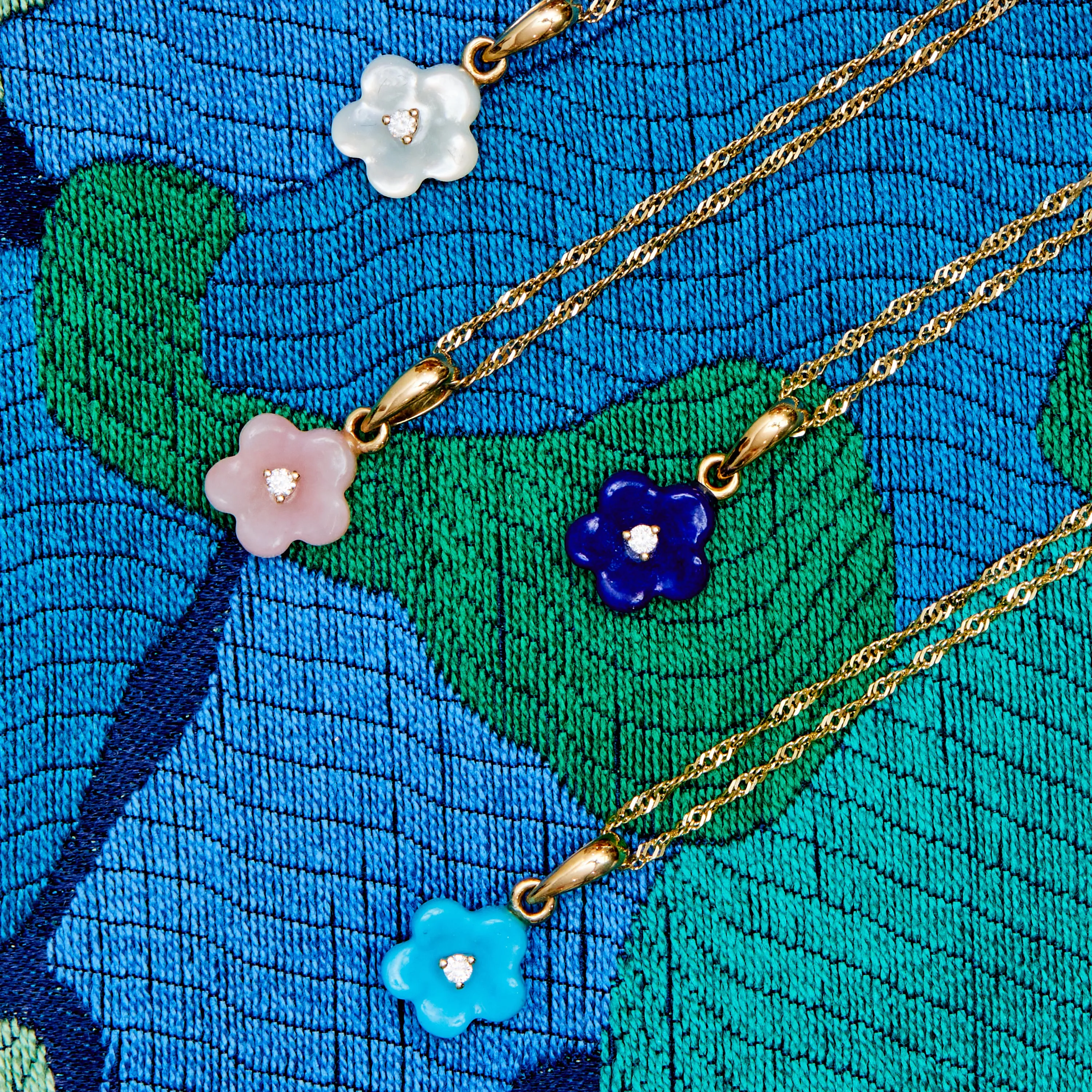 Diamond Blossom Lapis Lazuli Charm