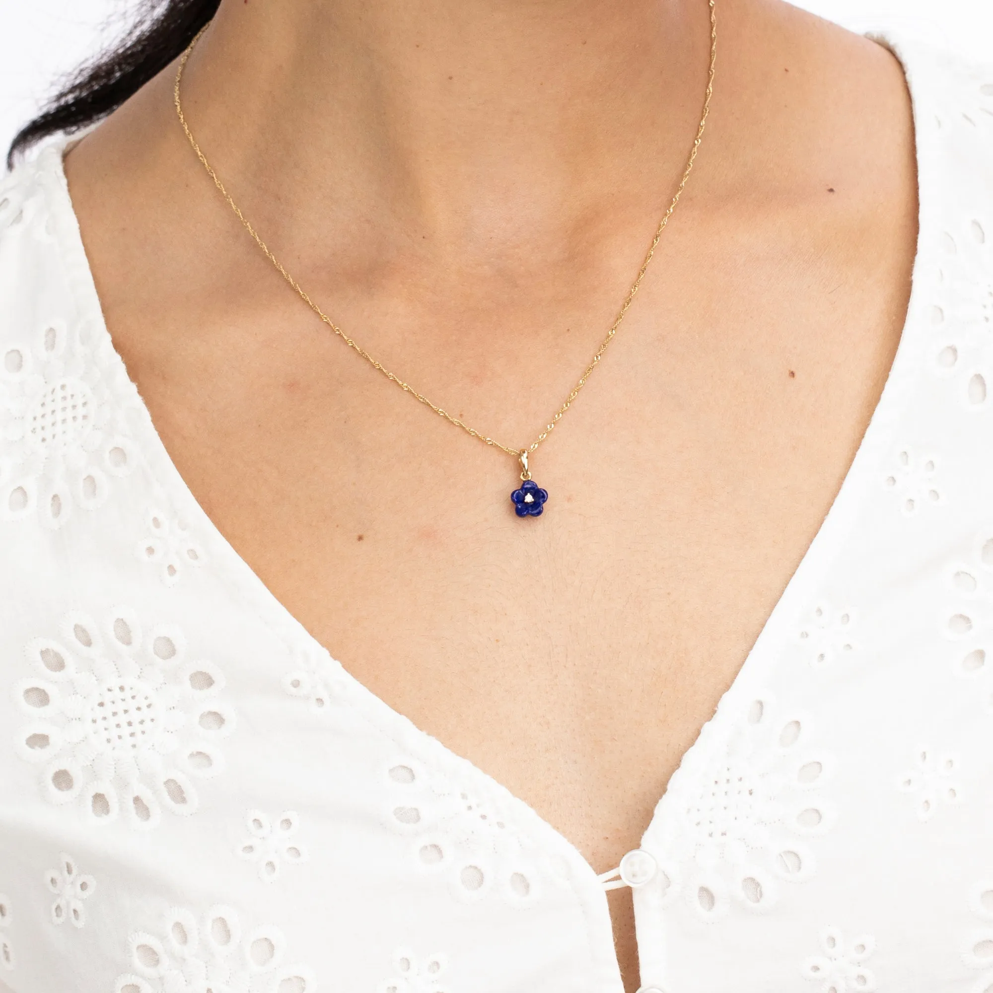 Diamond Blossom Lapis Lazuli Charm