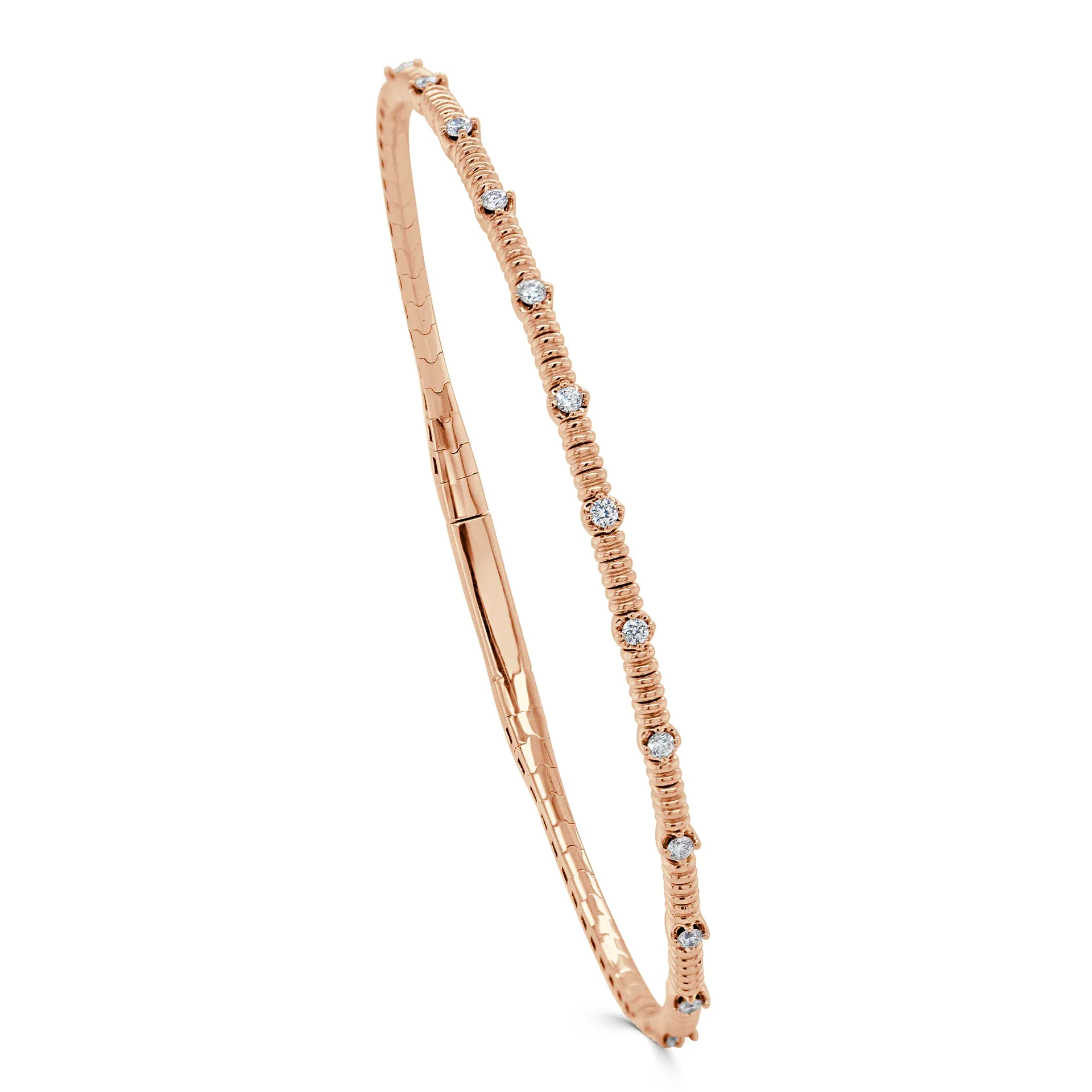 Diamond Classic Station Flexible Bangle in 14K Rose Gold