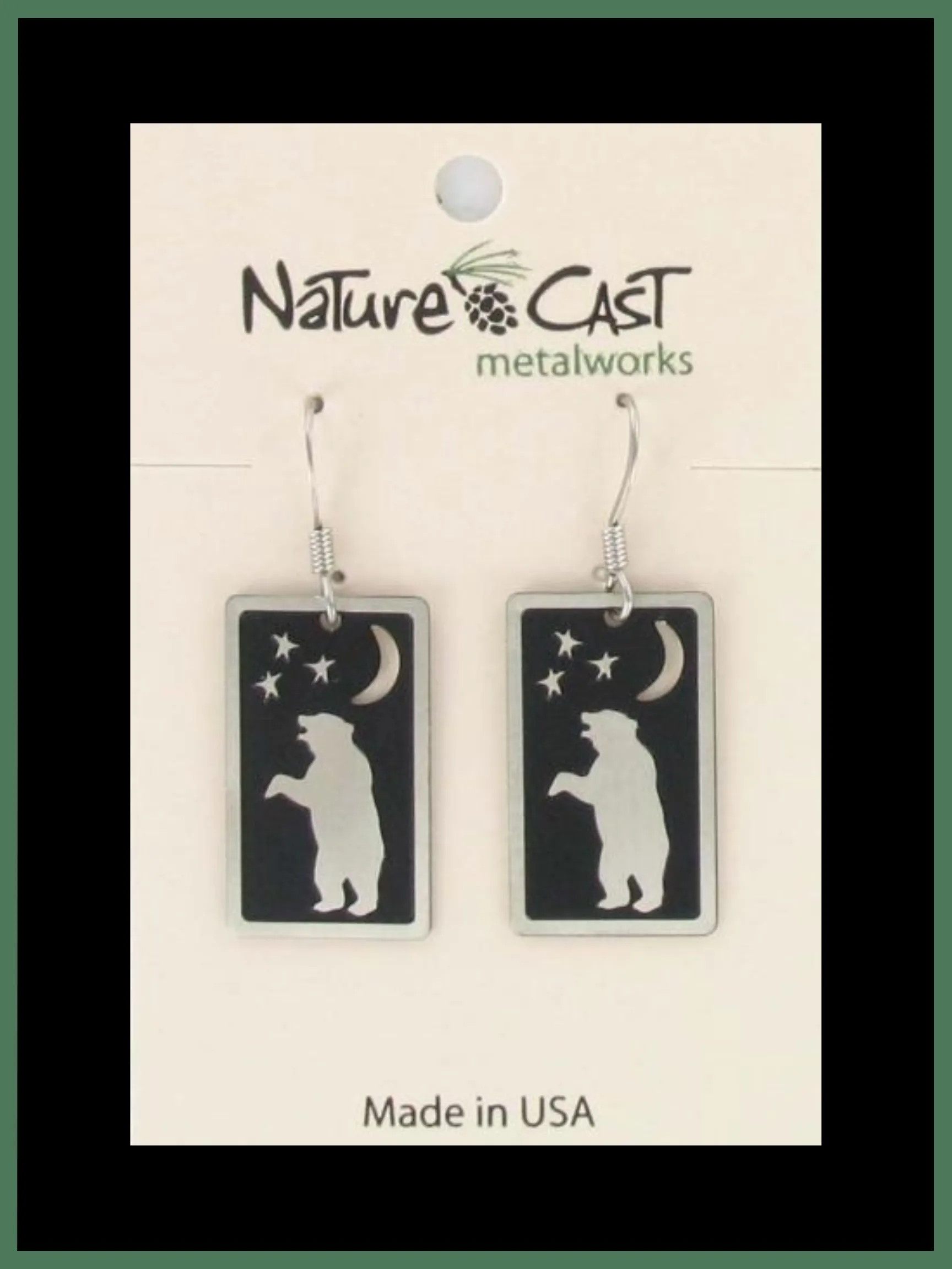 Earrings Dangle Rectangle Dancing Bear Under the Stars