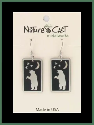 Earrings Dangle Rectangle Dancing Bear Under the Stars
