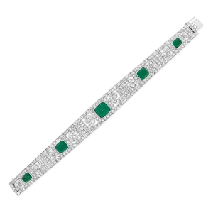Emerald & Diamond Art Deco Bracelet