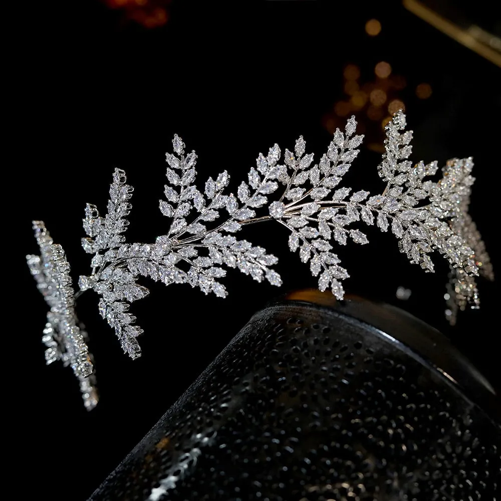 Fashion Crystal Leaf Hair Band Bridal Wedding Tiara Headband Accessory