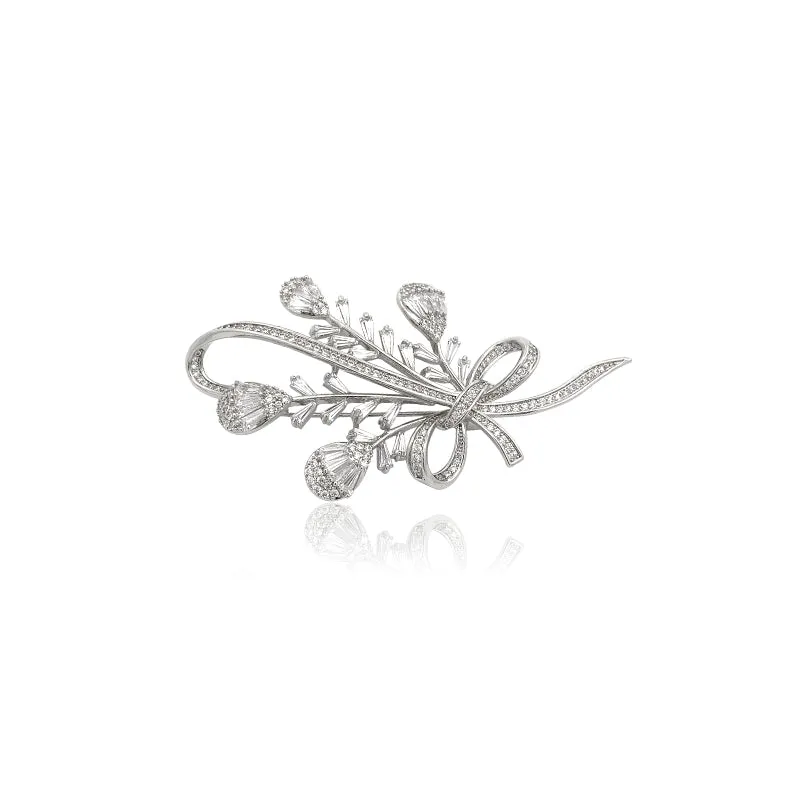 Flower Cubic Zirconia Brooch