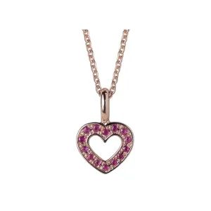 Gemondo Rose Gold Plated Sterling Silver Ruby Heart Pendant