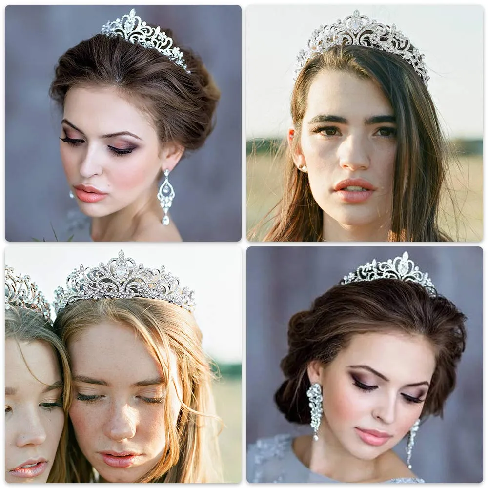 Girls Crystal Crown Tiara with Comb Headband for Girls Birthday Party