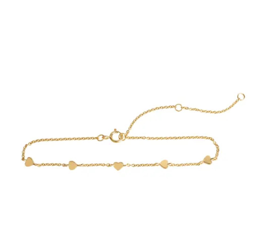 Gold Plate Silver Heart Station Bracelet