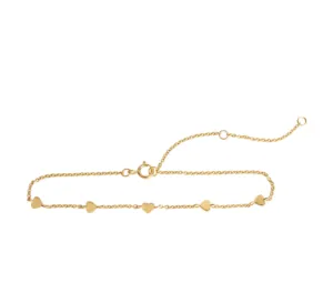 Gold Plate Silver Heart Station Bracelet