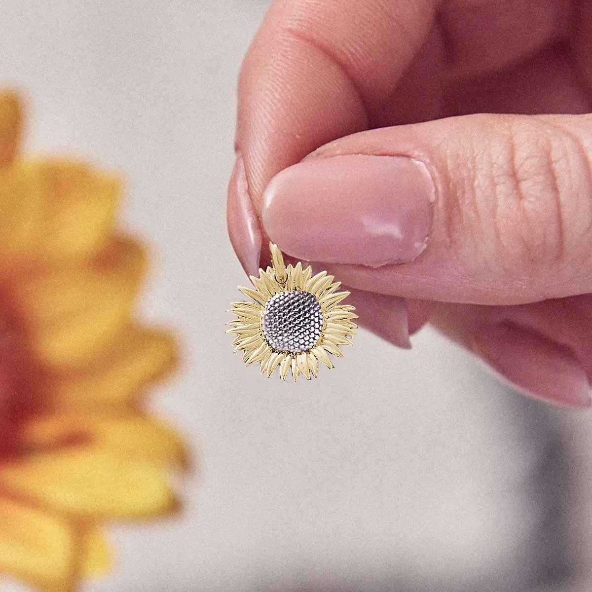 Gold Vermeil Sunflower Silver Charm