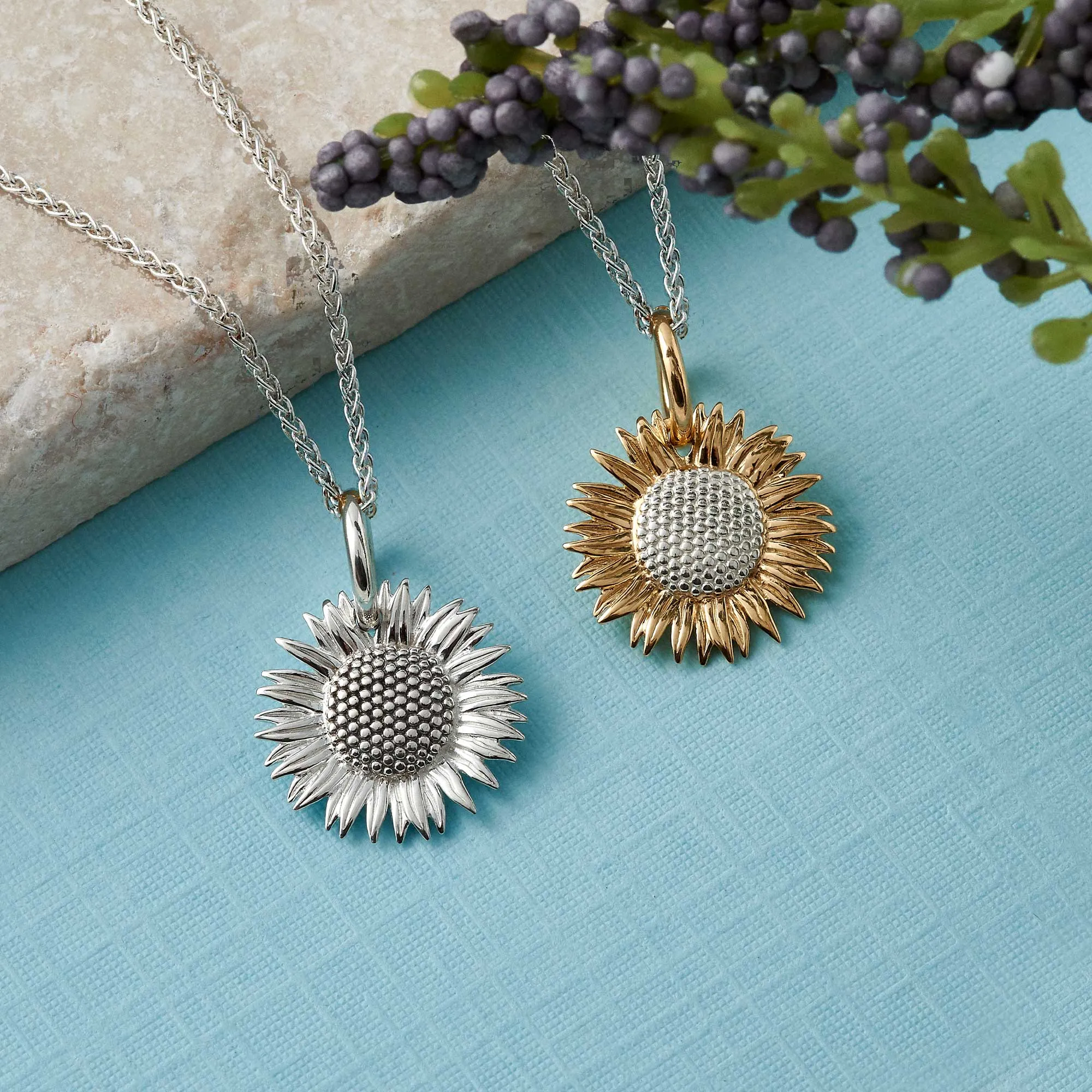 Gold Vermeil Sunflower Silver Charm