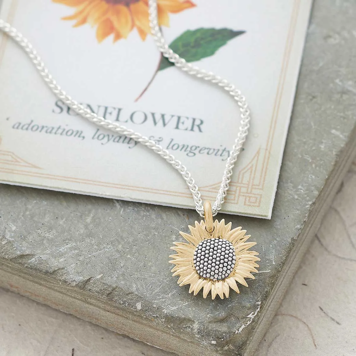 Gold Vermeil Sunflower Silver Charm