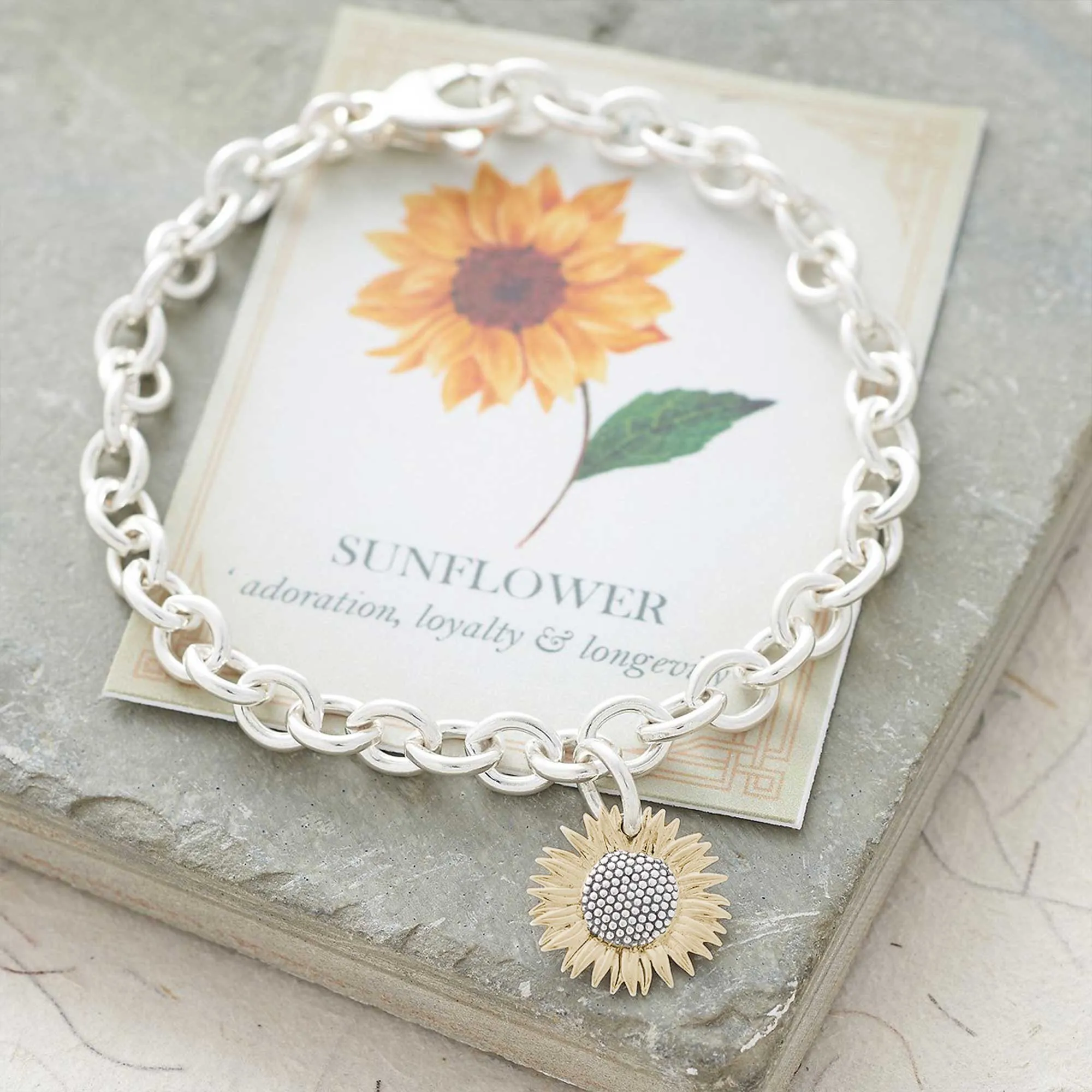 Gold Vermeil Sunflower Silver Charm