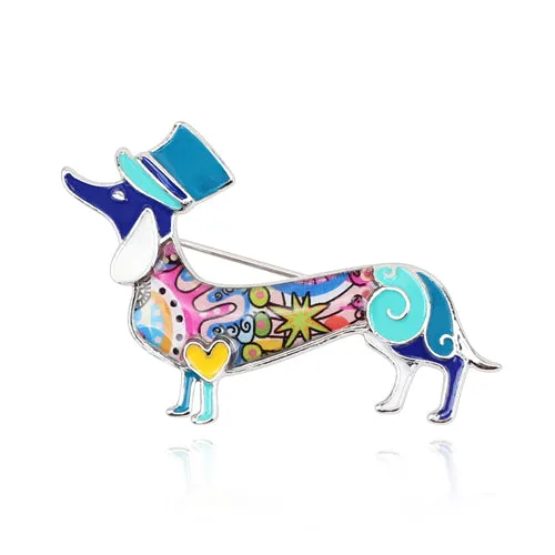 Graceful Dachshund Enamel Brooches Pin