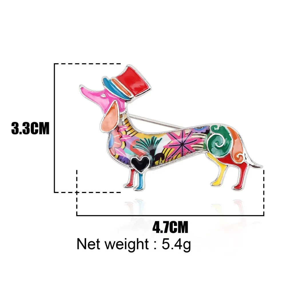 Graceful Dachshund Enamel Brooches Pin