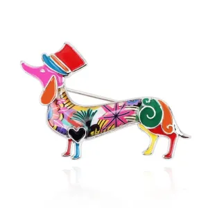 Graceful Dachshund Enamel Brooches Pin