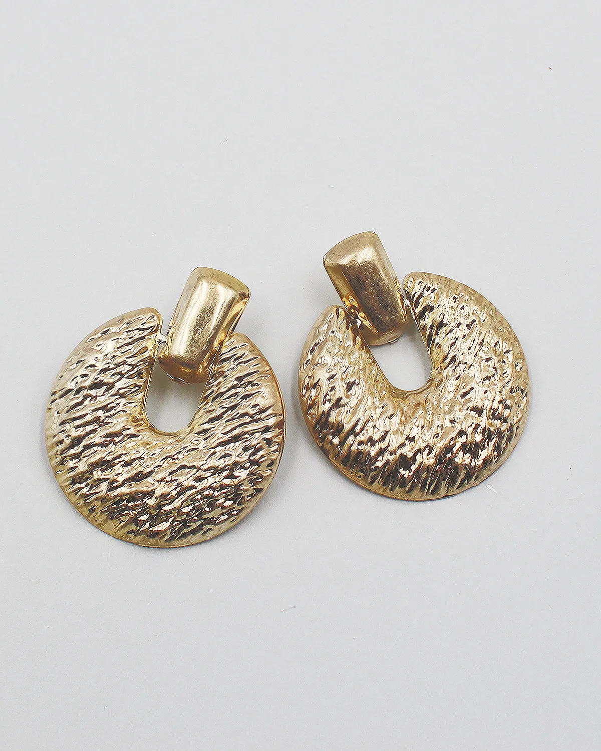 Hammered Textured Round Dangle Earrings