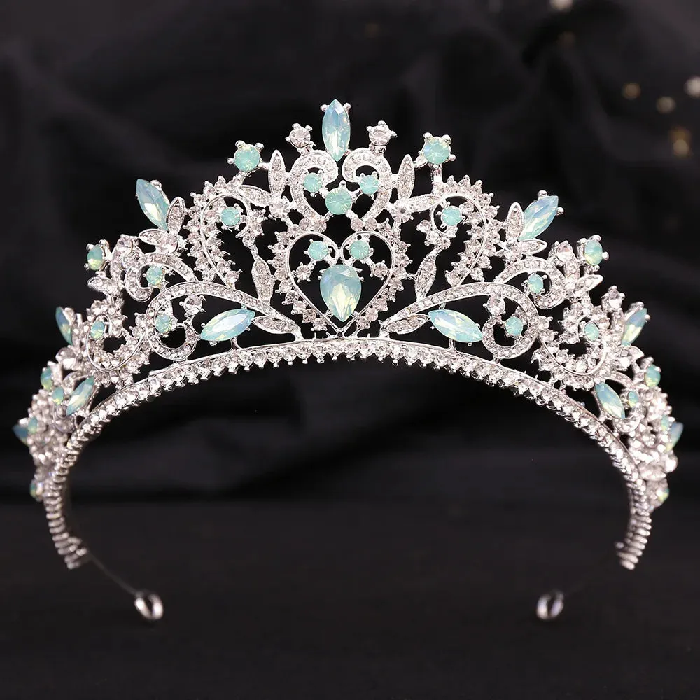 Heart Swirl Crystal Rhinestone Bridal Tiara Crown Acccessory