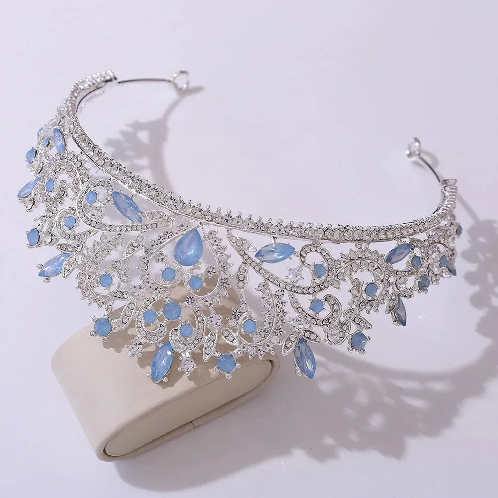 Heart Swirl Crystal Rhinestone Bridal Tiara Crown Acccessory