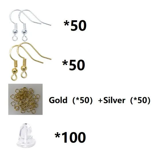 Hook Earrings Set - Fish Hook Earring Wires - Earring Backs - Gold Silver Dangle Drop Earring - DIY Earring Jewelry Making Findings