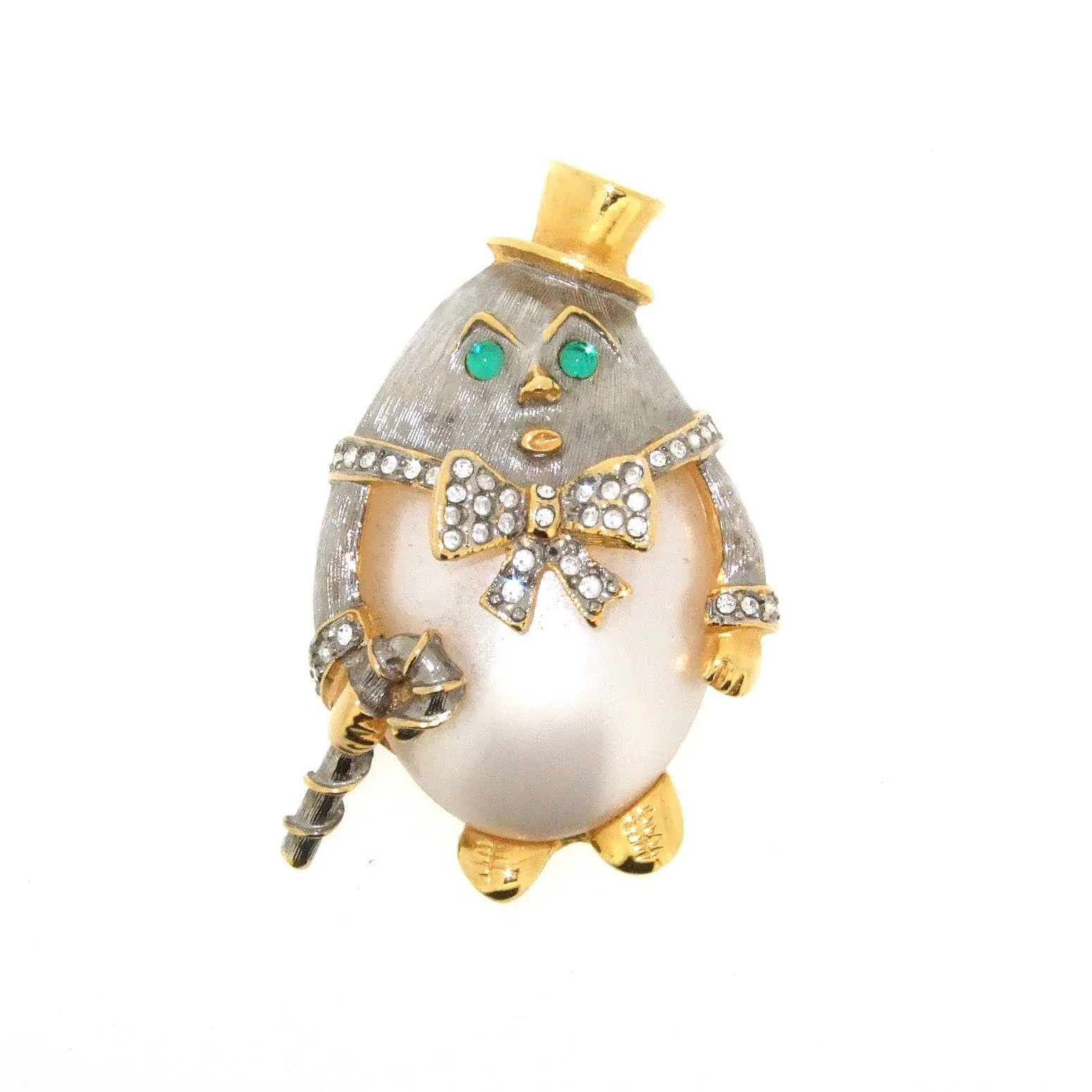 Humpty Dumpty large brooch by Kenneth Jay Lane with pearl