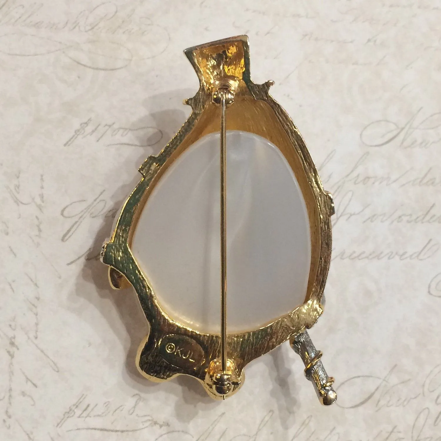 Humpty Dumpty large brooch by Kenneth Jay Lane with pearl