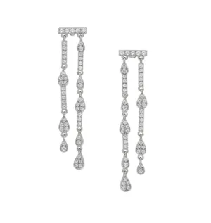 Kelly Waters Platinum Finish CZ Double Dangle Earrings (SI6037)
