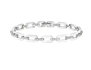 Kelly Waters Platinum Finish CZ Link Bracelet (SI6053)